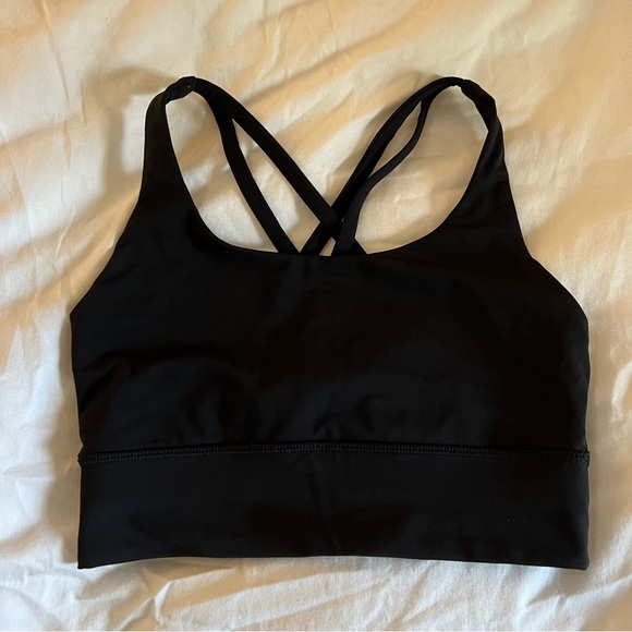 Worn 1 time, too small! Lululemon Energy Long Line Bra. Size 4. Black - Picture 2 of 5